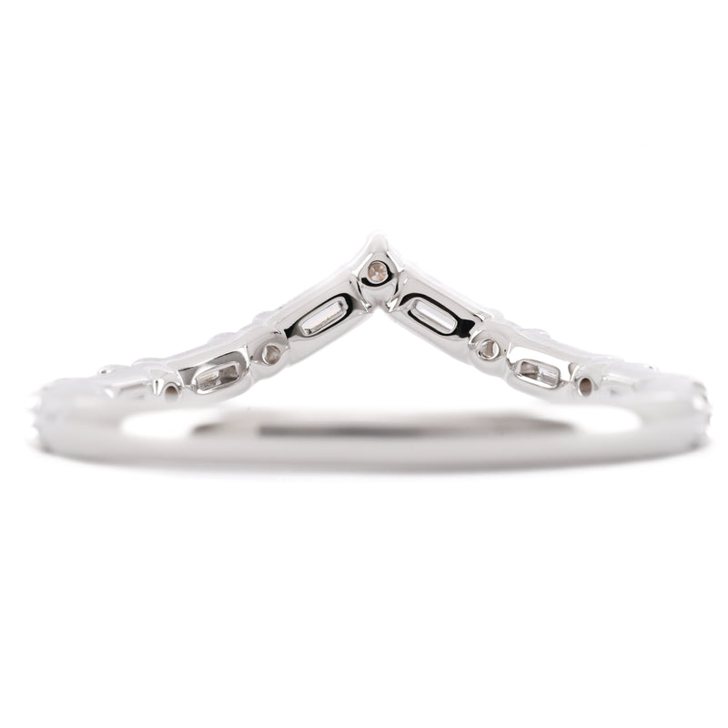 .40CTW Alternating Baguette and Round Diamond “V” Contour Band – 14K White Gold