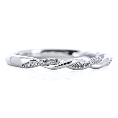 .09CTW Round Diamond Band - Twist + Pavé - 14K White Gold
