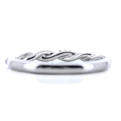 .09CTW Round Diamond Band - Twist + Pavé - 14K White Gold