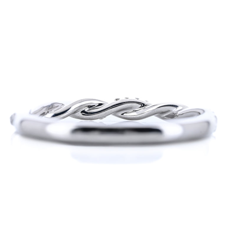 .09CTW Round Diamond Band - Twist + Pavé - 14K White Gold