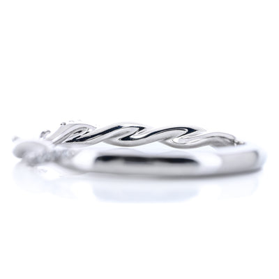 .09CTW Round Diamond Band - Twist + Pavé - 14K White Gold