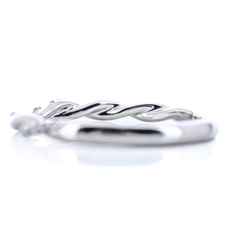 .09CTW Round Diamond Band - Twist + Pavé - 14K White Gold