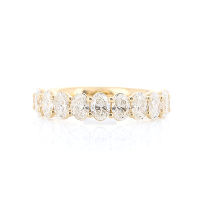 1.53CTW Oval Diamond Band - Shared Prong - 14K Yellow Gold
