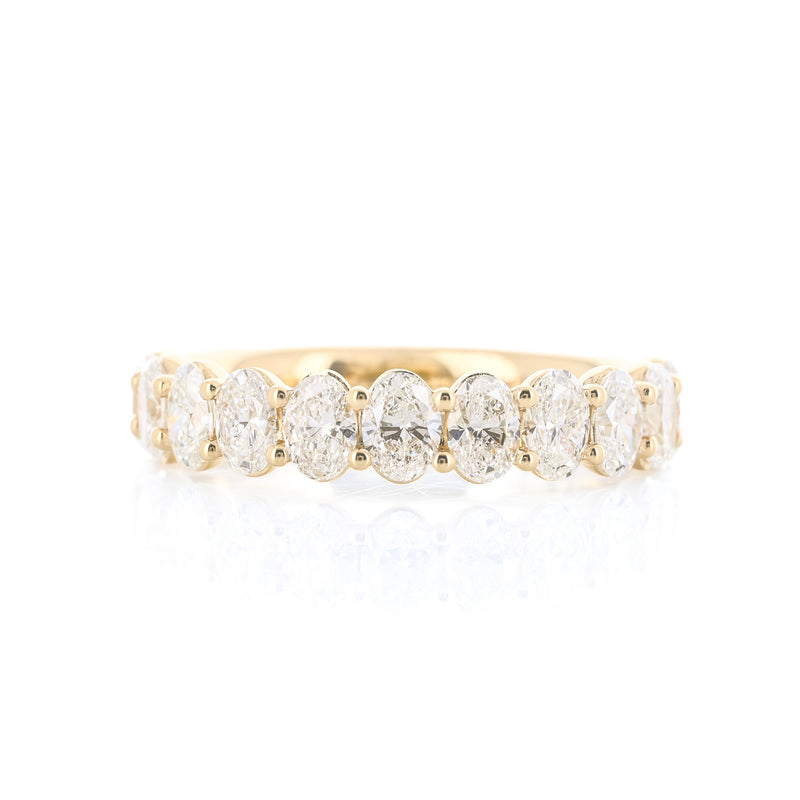 1.53CTW Oval Diamond Band - Shared Prong - 14K Yellow Gold
