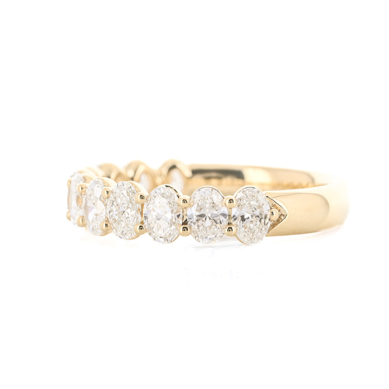 1.53CTW Oval Diamond Band - Shared Prong - 14K Yellow Gold