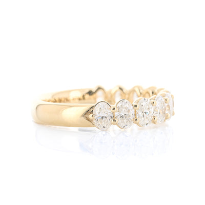 1.53CTW Oval Diamond Band - Shared Prong - 14K Yellow Gold