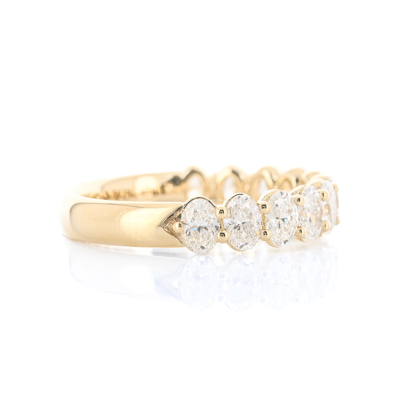 1.53CTW Oval Diamond Band - Shared Prong - 14K Yellow Gold