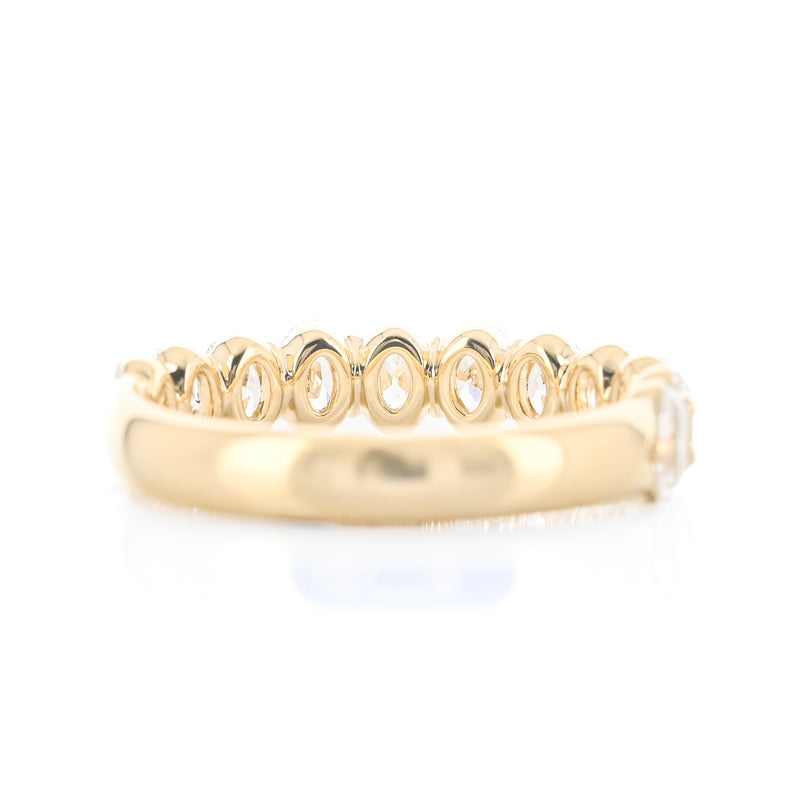 1.53CTW Oval Diamond Band - Shared Prong - 14K Yellow Gold
