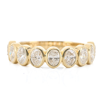 1.1CTW Oval Lab Grown Diamond Band, Size 6.5 - 14K Yellow Gold