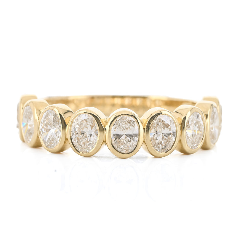 1.1CTW Oval Lab Grown Diamond Band, Size 6.5 - 14K Yellow Gold