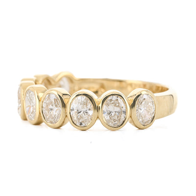 1.1CTW Oval Lab Grown Diamond Band, Size 6.5 - 14K Yellow Gold