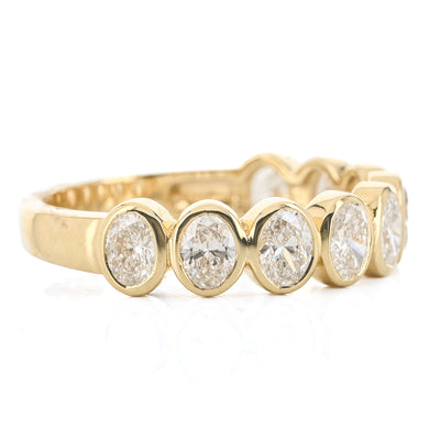 1.1CTW Oval Lab Grown Diamond Band, Size 6.5 - 14K Yellow Gold