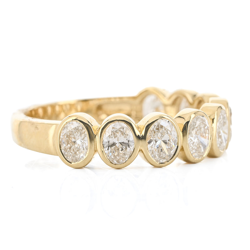1.1CTW Oval Lab Grown Diamond Band, Size 6.5 - 14K Yellow Gold