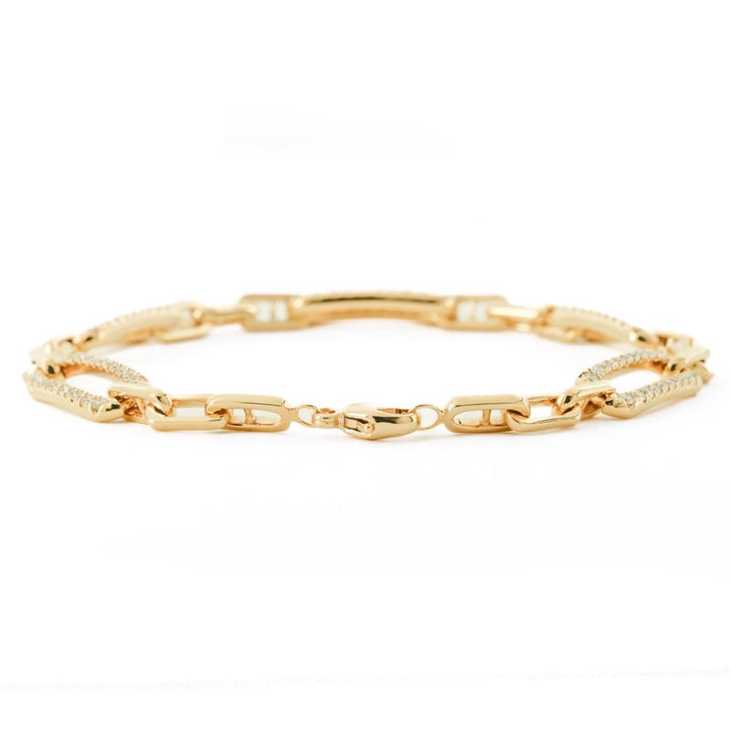 1.02CTW Oval Link Diamond Bracelet, 7" - 14K Yellow Gold