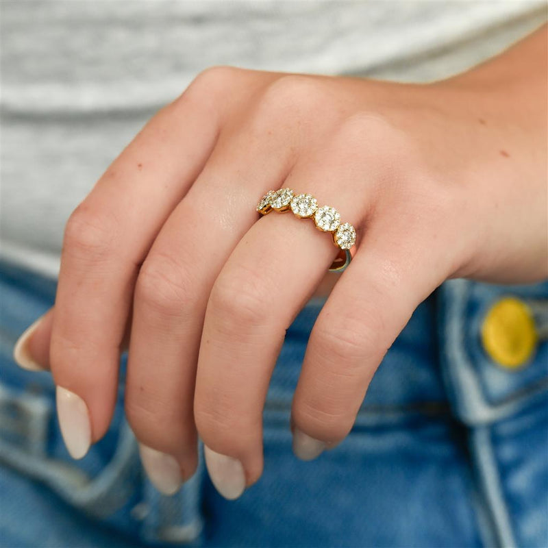 .70CTW Round Diamond Band - Halo - 14K Yellow Gold
