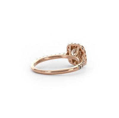 1.43ctw Round Diamond Engagement Ring - Halo + Pavê Band - Rose Gold