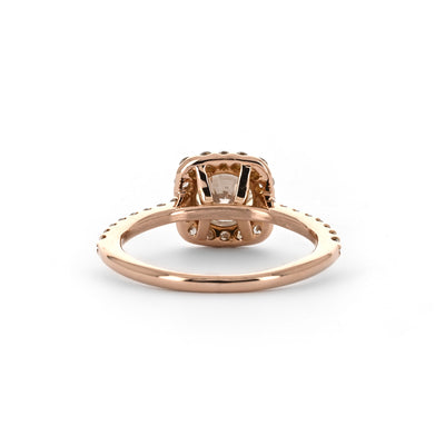 1.43ctw Round Diamond Engagement Ring - Halo + Pavê Band - Rose Gold
