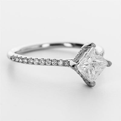 1.23ctw Princess Diamond Engagement Ring - White Gold