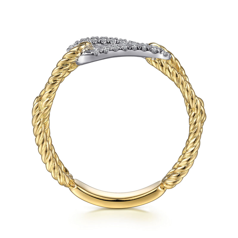 0.09ctw Round Diamond Twisted Chain Link Ring - 14K Yellow Gold