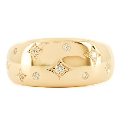 .13CTW Diamond Band – Dome Band, Sprinkle - 14K Yellow Gold