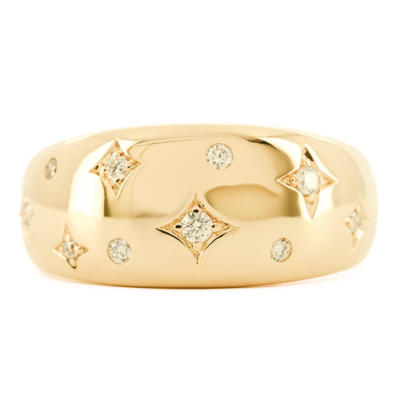 .13CTW Diamond Band – Dome Band, Sprinkle - 14K Yellow Gold