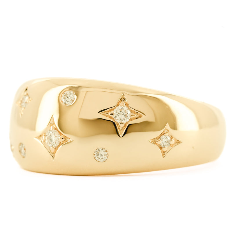 .13CTW Diamond Band – Dome Band, Sprinkle - 14K Yellow Gold
