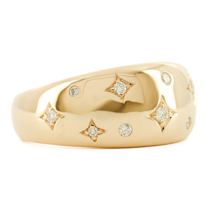 .13CTW Diamond Band – Dome Band, Sprinkle - 14K Yellow Gold