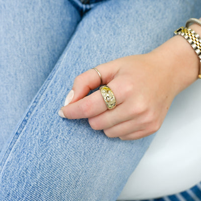 .13CTW Diamond Band – Dome Band, Sprinkle - 14K Yellow Gold