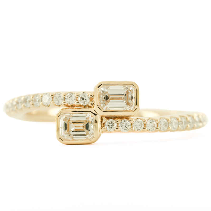 .57CTW Emerald Diamond Ring - Pave - 14K Yellow Gold