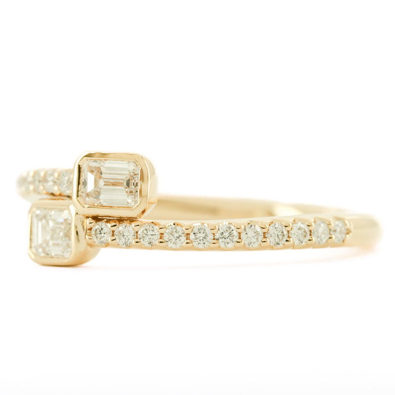 .57CTW Emerald Diamond Ring - Pave - 14K Yellow Gold
