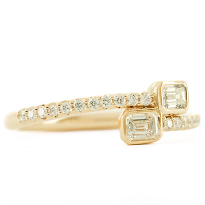 .57CTW Emerald Diamond Ring - Pave - 14K Yellow Gold