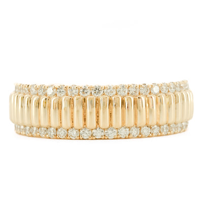 .47CTW Round Diamond Edge Band – Fluted Band – 14K Yellow Gold