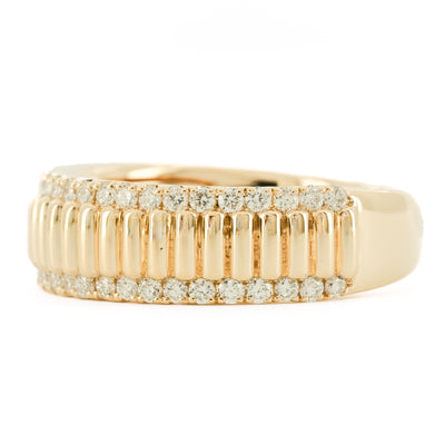 .47CTW Round Diamond Edge Band – Fluted Band – 14K Yellow Gold