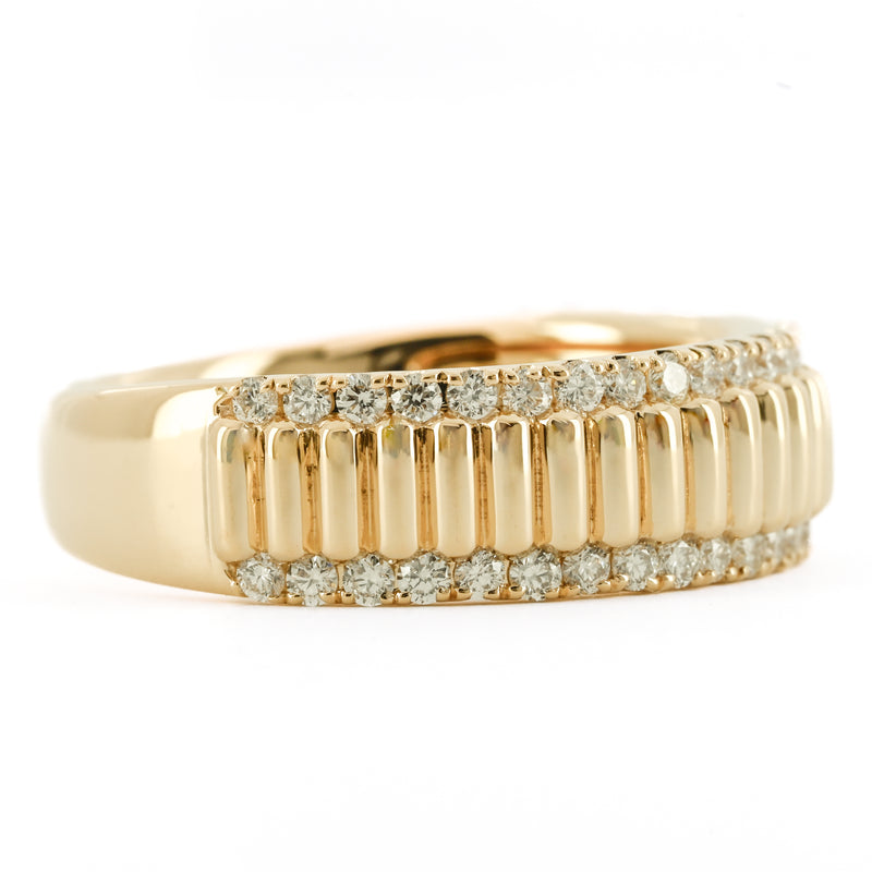 .47CTW Round Diamond Edge Band – Fluted Band – 14K Yellow Gold