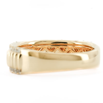 .47CTW Round Diamond Edge Band – Fluted Band – 14K Yellow Gold