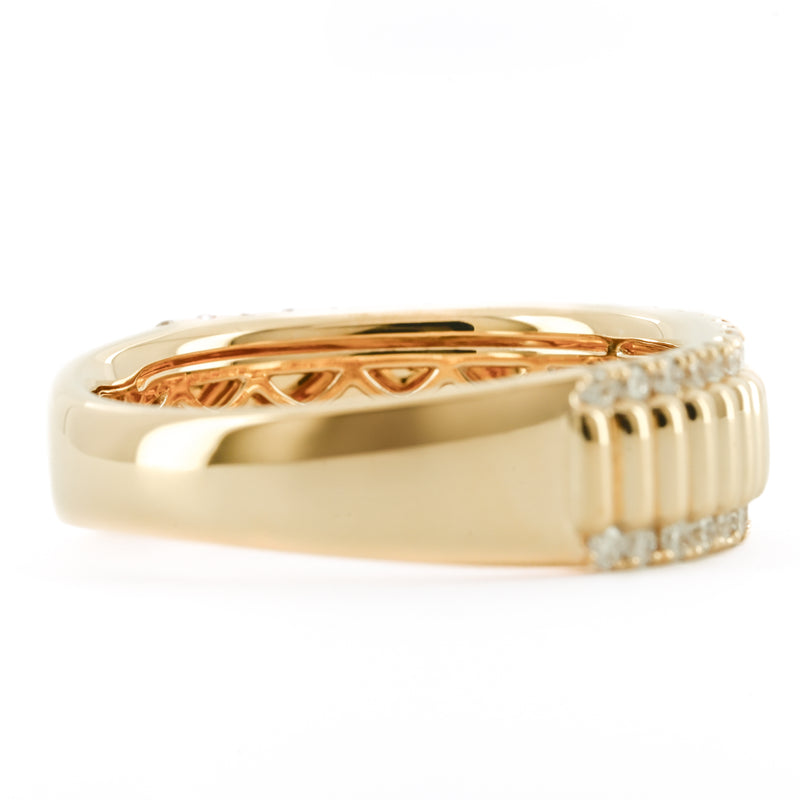 .47CTW Round Diamond Edge Band – Fluted Band – 14K Yellow Gold