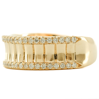.42CTW Round Diamond Edge Band - Fluted Band - 14K Yellow Gold