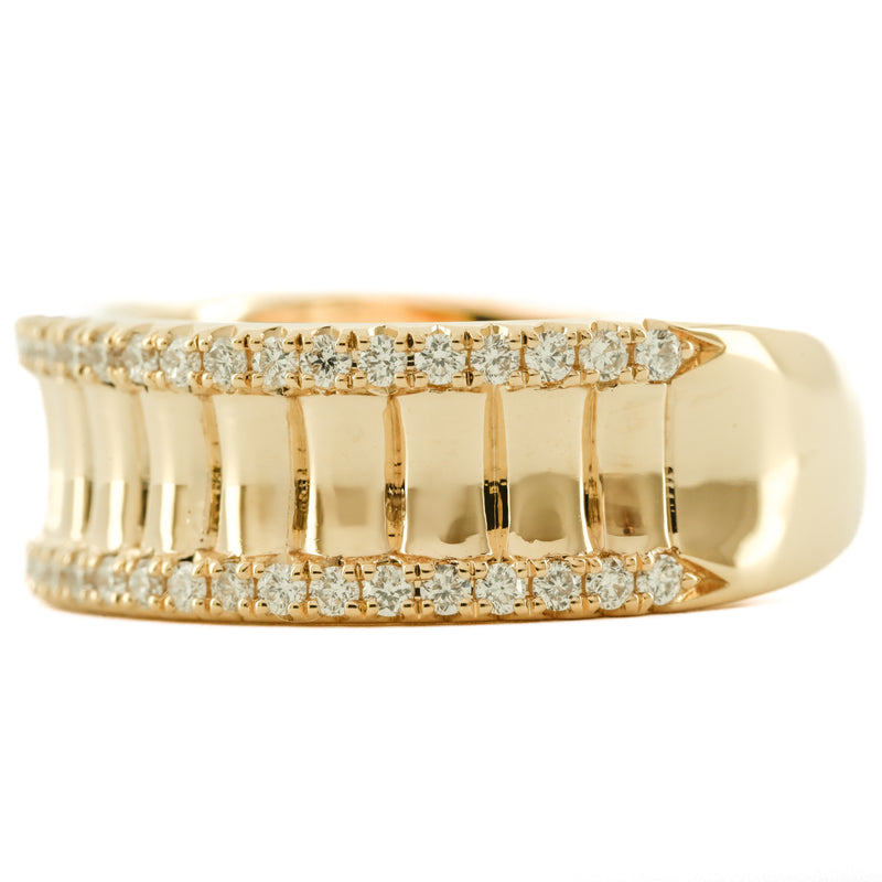 .42CTW Round Diamond Edge Band - Fluted Band - 14K Yellow Gold
