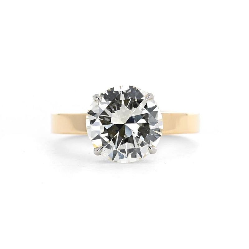 3.50ctw Round Diamond Solitaire Engagement Ring - 14K Multi-Tone Gold