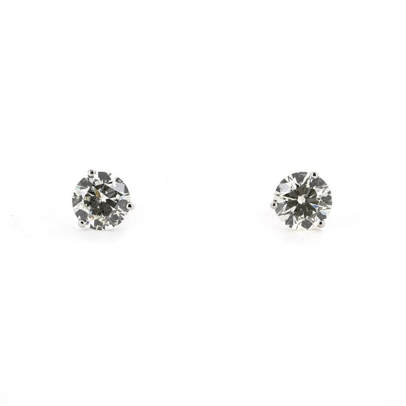 4.02ctw Round Diamond Studs - 14K White Gold