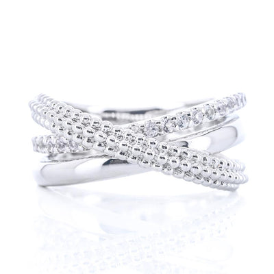 .33CTW White Sapphire Bujukan Criss Cross Ring, Size 6.5 - Sterling Silver