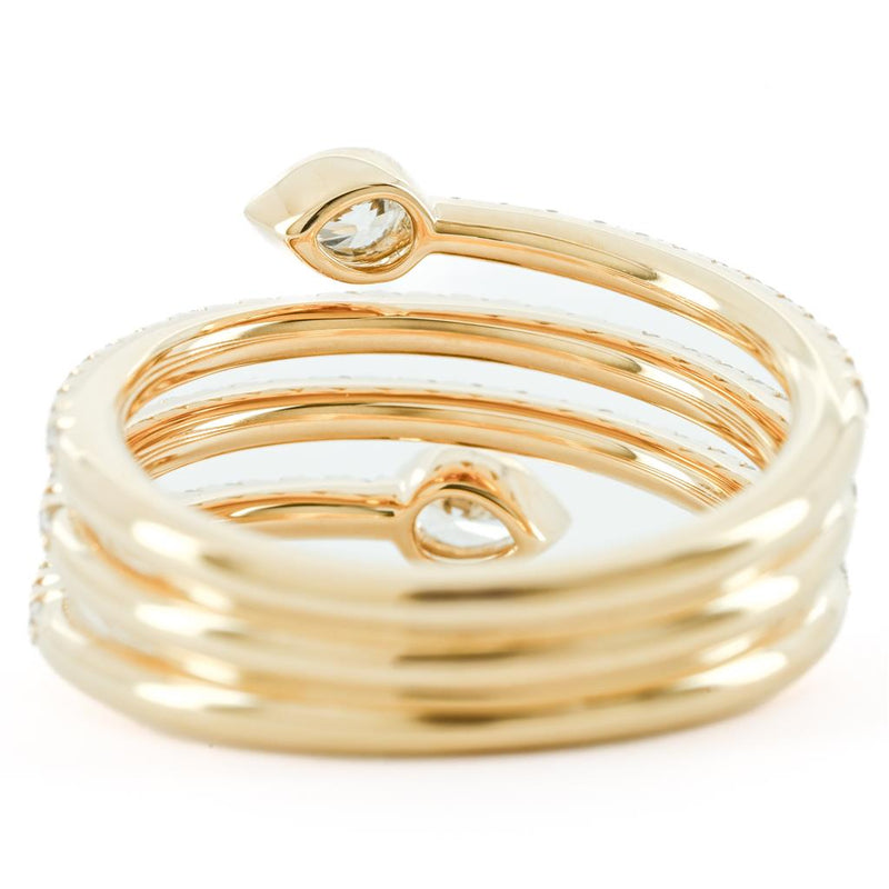 .80CTW Pear Diamond Ring - Bezel, Pave, Wrap - 14K Yellow Gold