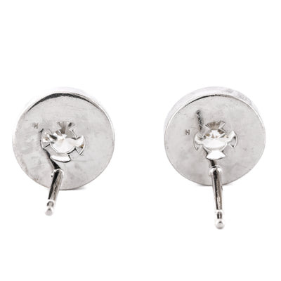 .63CTW Round Diamond Stud Earrings - 4 Prong + Halo - 14K White Gold