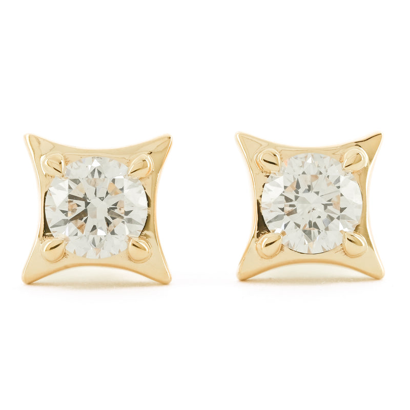 .49CTW Diamond Star Stud Earrings - 14K Yellow Gold