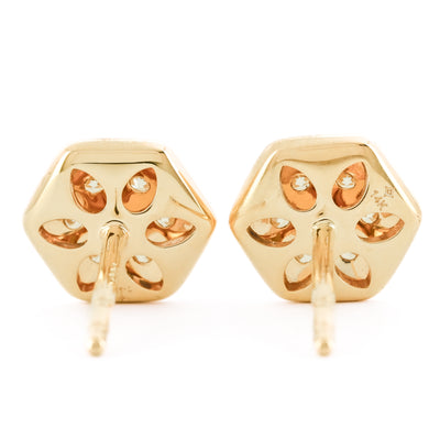 .33CTW Diamond Cluster Honeycomb Stud Earrings - 14K Yellow Gold