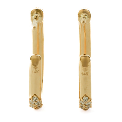 .75CTW Diamond Open Hoop Earrings - Elongated -14K Yellow Gold