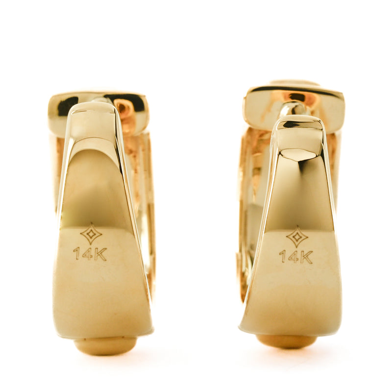 .39CTW Diamond Huggie Earrings - Fluted Center - 14K Yellow Gold