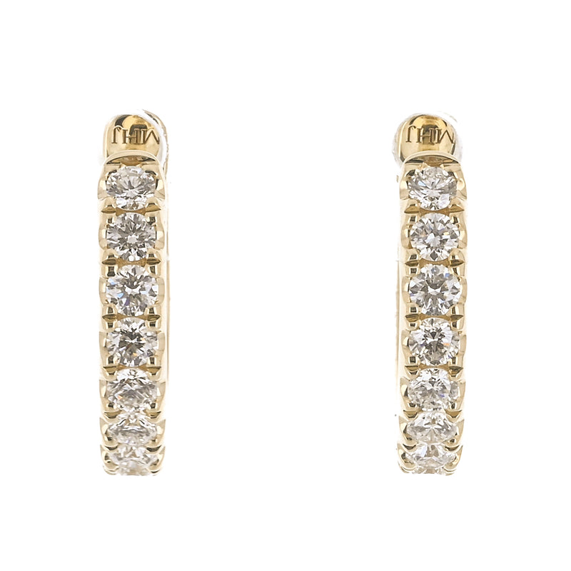 .46CTW Diamond Hoop Earrings - 14K Yellow Gold