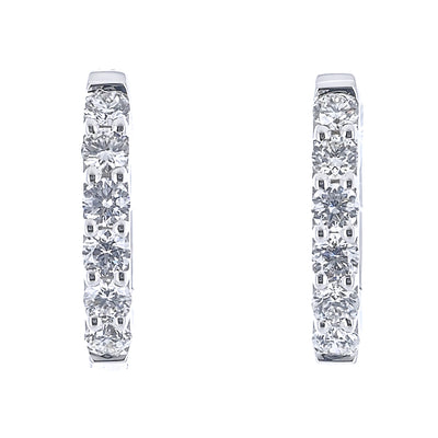 .30CTW Diamond Huggie Earrings -  14K White Gold