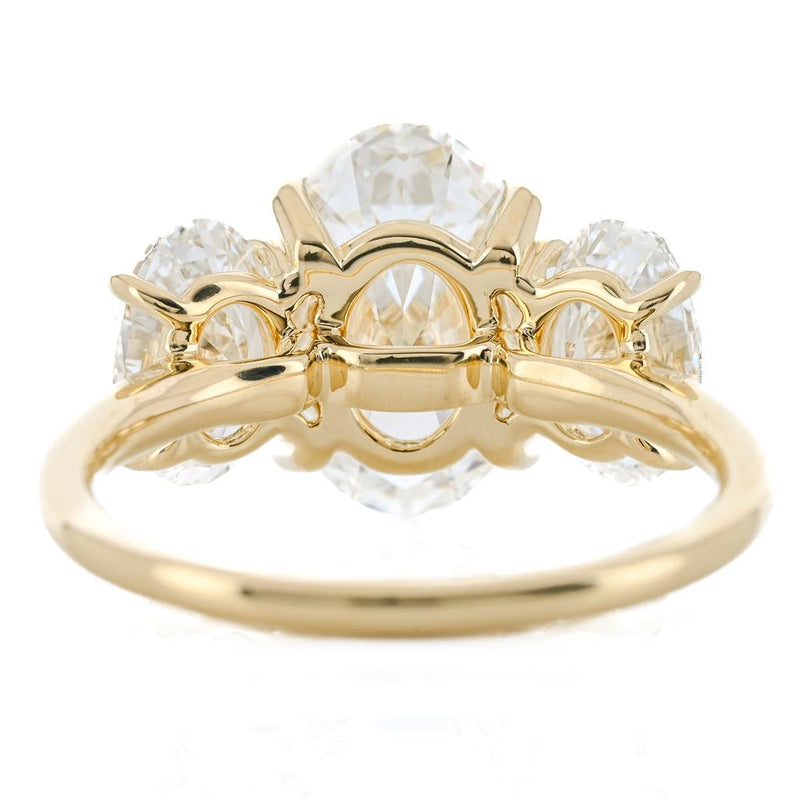 5.02CTW Oval Lab Grown Diamond Three Stone Engagement Ring -  14K Yellow Gold
